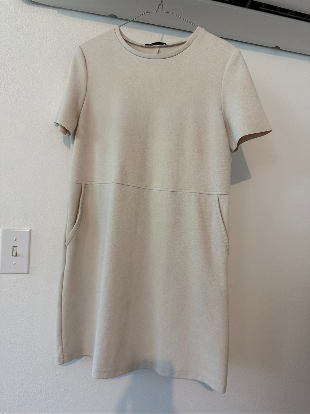 Suede Short Cream Women's Shift Dress